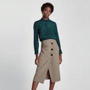 Green Blouse with Black Dots Zara